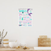 Mermaid tail最初の誕生日の看板ポスターボード ポスター (キッチン)