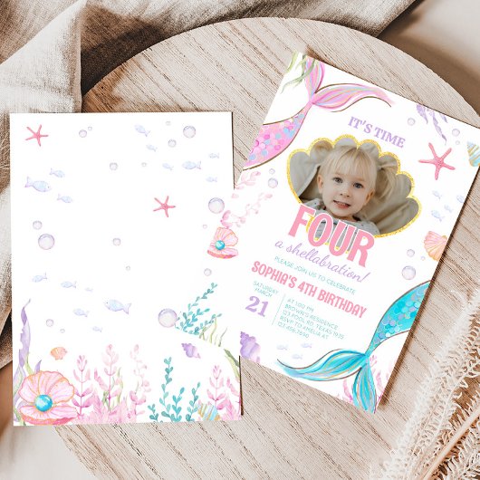 Mermaid Tail Birthday Party 招待状
