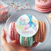 Mermaid tail Dive into Five Glitter Sticker ラウンドシール