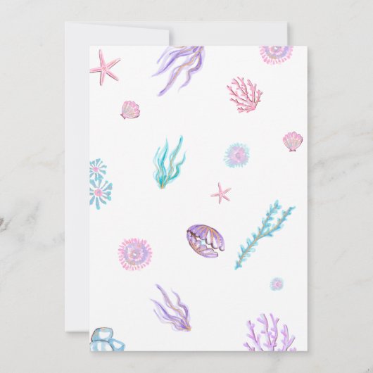 Mermaid Tail Fourth Birthday Party 招待状 (裏面)