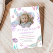 Mermaid Tail Fourth Birthday Party 招待状