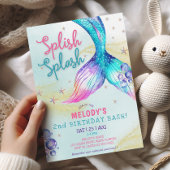 Mermaid Tail Glitter 2nd Birthday Invitation 招待状