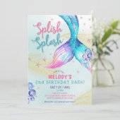 Mermaid Tail Glitter 2nd Birthday Invitation 招待状 (スタンド正面)