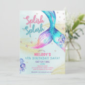 Mermaid Tail Glitter 4th Birthday Invitation 招待状 (スタンド正面)