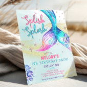 Mermaid Tail Glitter 6th Birthday Invitation 招待状