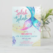 Mermaid Tail Glitter 6th Birthday Invitation 招待状 (スタンド正面)