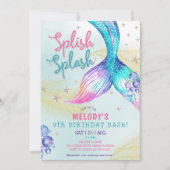 Mermaid Tail Glitter 9th Birthday Invitation 招待状 (正面)