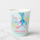 Mermaid Tail Glitter Dive into Five 5th birthday 紙コップ (正面)