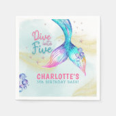 Mermaid Tail Glitter Dive into Five birthday スタンダードカクテルナプキン (正面)