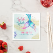 Mermaid Tail Glitter Splish Splash birthday スタンダードカクテルナプキン (インサイチュ)