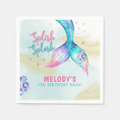 Mermaid Tail Glitter Splish Splash birthday スタンダードカクテルナプキン (正面)