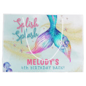 Mermaid Tail Glitter Splish Splash birthday ラージペーパーバッグ (裏面)