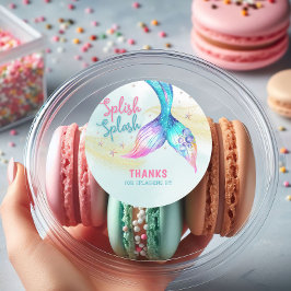 Mermaid Tail Glitter Splish Splash Thank you ラウンドシール