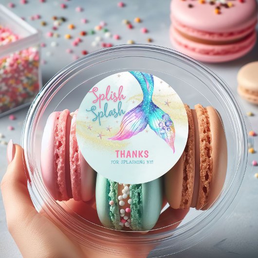 Mermaid Tail Glitter Splish Splash Thank you ラウンドシール
