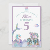 Mermaid Tail Purple Girly Birthday Invitation 招待状 (正面)