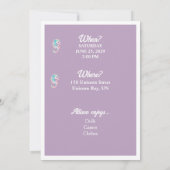 Mermaid Tail Purple Girly Birthday Invitation 招待状 (裏面)