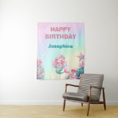 Mermaid Tail Teal Pink Girly Birthday タペストリー (インサイチュ)