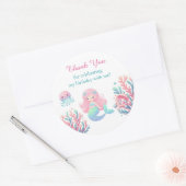 Mermaid Tail Teal Pink Girly Birthday ラウンドシール (封筒)