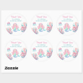 Mermaid Tail Teal Pink Girly Birthday ラウンドシール (シート)
