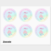 Mermaid Tail Teal Pink Girly Birthday ラウンドシール (シート)
