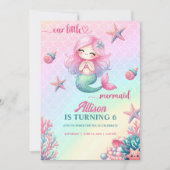 Mermaid Tail Teal Pink Girly Birthday Invitation 招待状 (正面)