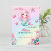 Mermaid Tail Teal Pink Girly Birthday Invitation 招待状 (スタンド正面)