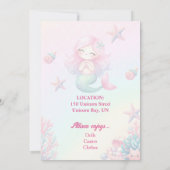 Mermaid Tail Teal Pink Girly Birthday Invitation 招待状 (裏面)
