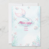 Mermaid Tail Teal Pink Girly Birthday Invitation 招待状 (裏面)