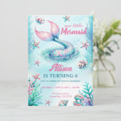 Mermaid Tail Teal Pink Girly Birthday Invitation 招待状 (スタンド正面)