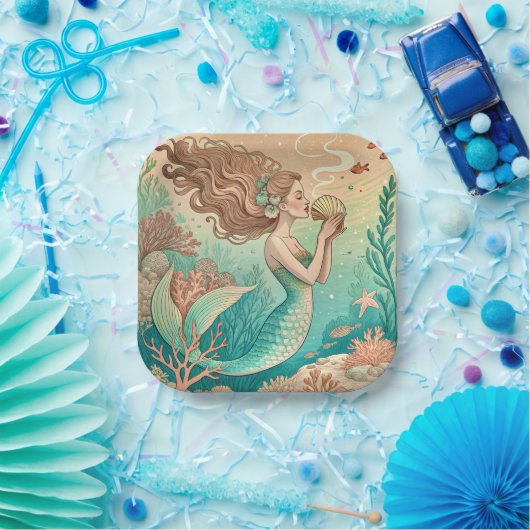 Mermaid theme party custom paper plates ペーパープレート (パーティー)
