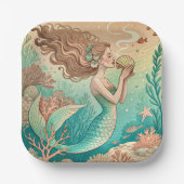 Mermaid theme party custom paper plates ペーパープレート (正面)