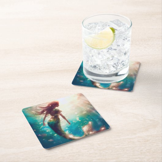 Mermaid theme party custom party coasters スクエアペーパーコースター (インサイチュ)