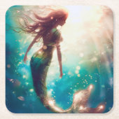 Mermaid theme party custom party coasters スクエアペーパーコースター (正面)