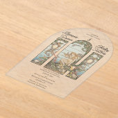 Mermaid Theme Vintage Stained Glass Effect Acrylic アクリル招待状 (レイダウン)