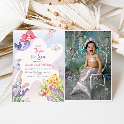 Mermaid Two The Sea 2nd Birthdayパーティー写真 招待状