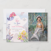 Mermaid Two The Sea 2nd Birthdayパーティー写真 招待状 (正面)