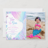 Mermaid Two The Sea 2nd Birthdayパーティー写真 招待状 (正面)