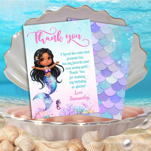 Mermaid - Under the sea Birthday サンキューカード