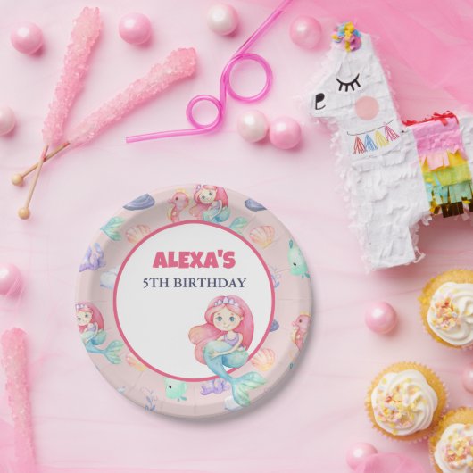 Mermaid Under the Sea Birthday ペーパープレート (パーティー)