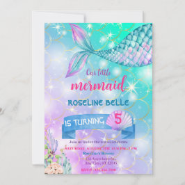 Mermaid Under The Sea Birthday 招待状