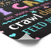 Mermaid Under the sea birthday chalkboard ポスター (角)