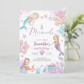 Mermaid Under The Sea Birthday Invitation 招待状 (スタンド正面)