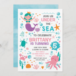 Mermaid Under the Sea birthday invitation 招待状