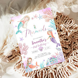 Mermaid Under The Sea Birthday Invitation 招待状