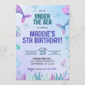 Mermaid Under the Sea Birthday Party Invitation 招待状 (正面)