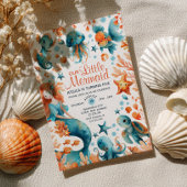 Mermaid Under The Sea Cartoon Girl Kids' Birthday  招待状