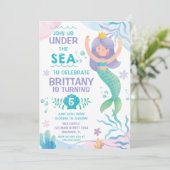Mermaid Under the Sea cute birthday invitation 招待状 (スタンド正面)