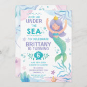 Mermaid Under the Sea cute birthday invitation 招待状 (正面/裏面)