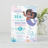 Mermaid Under the Sea cute birthday invitation 招待状 (スタンド正面)