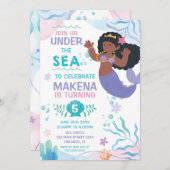 Mermaid Under the Sea cute birthday invitation 招待状 (正面/裏面)